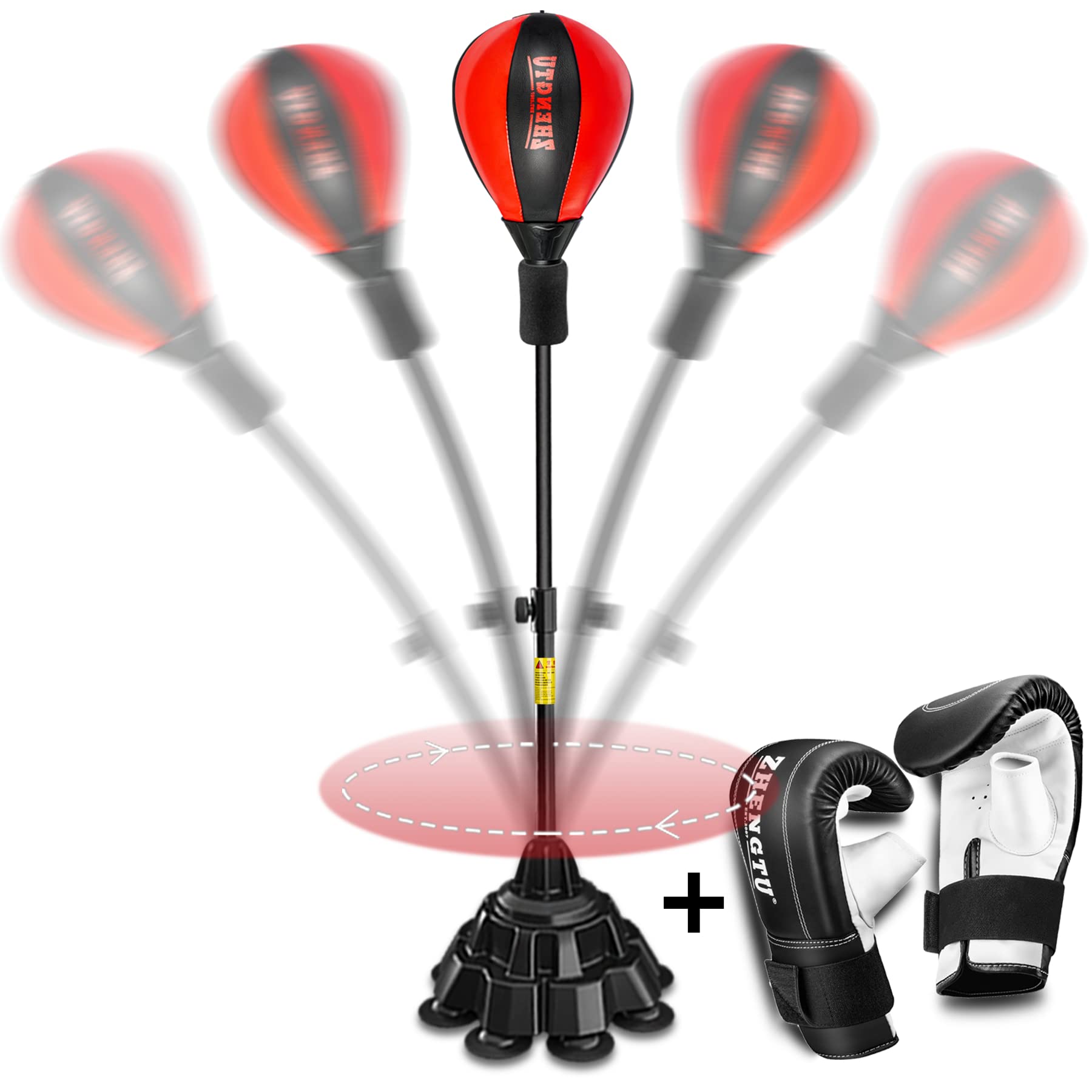 ZHENGTU Отдельно стоящий боксерский мешок для шлифования дома Отдельно стоящий боксерский шар с перфорацией ZHENGTU Легко экономить Легко регулировать 8 присосок красный